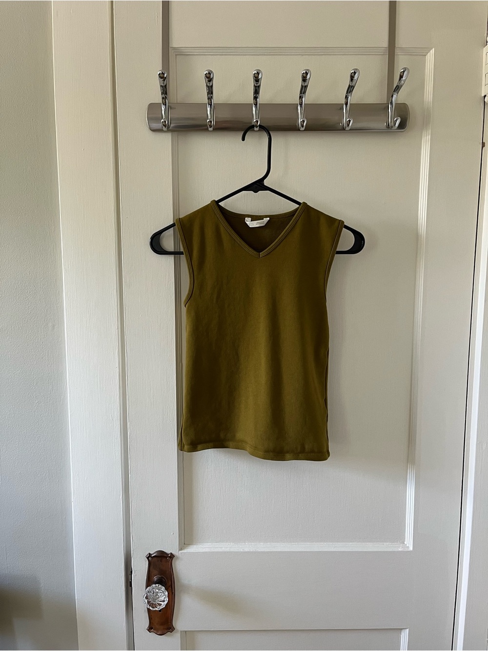 Women’s Zara Olive Green Ribbed V-Neck Tank Top (S)